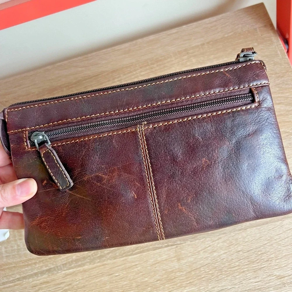 Jack Georges Leather Wallet/Credit Card Zippered Pouch Quiet Luxury Classic